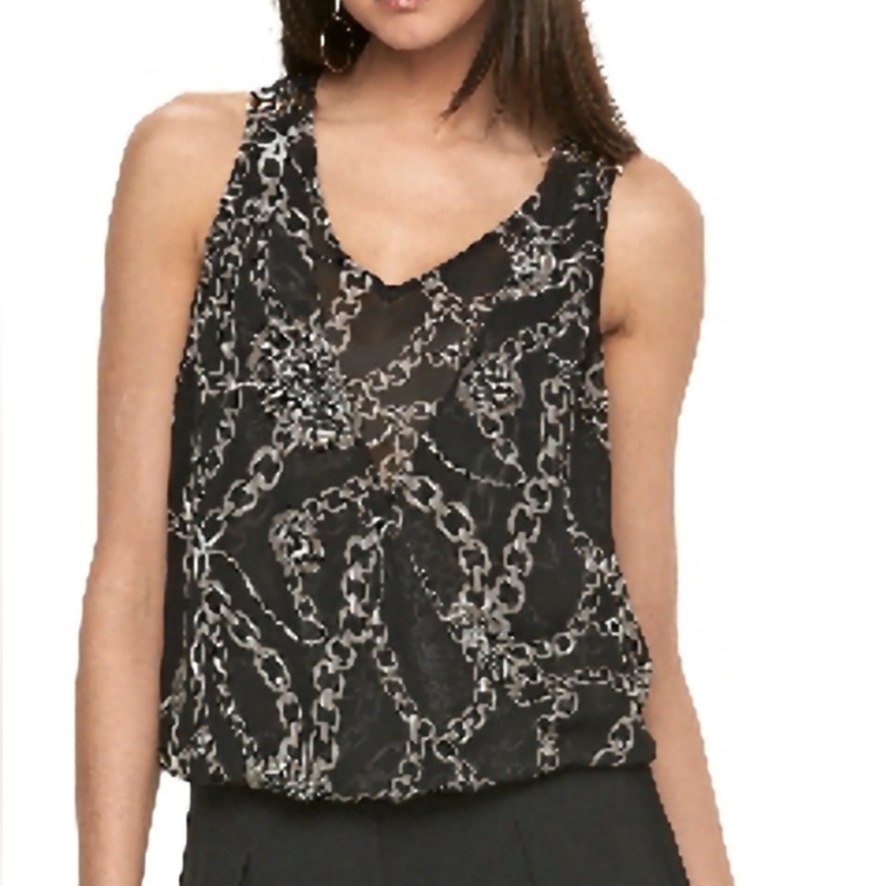 NWT Jennifer Lopez Simply Chains Tile Blouse